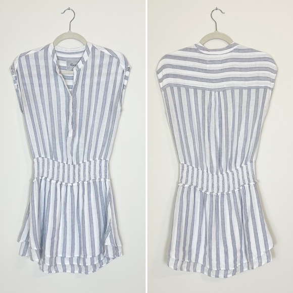 Rails Angelina Pacifica Stripe Dress Cap Sleeve Elastic Waist Linen Blend Sz XS - Picture 5 of 6